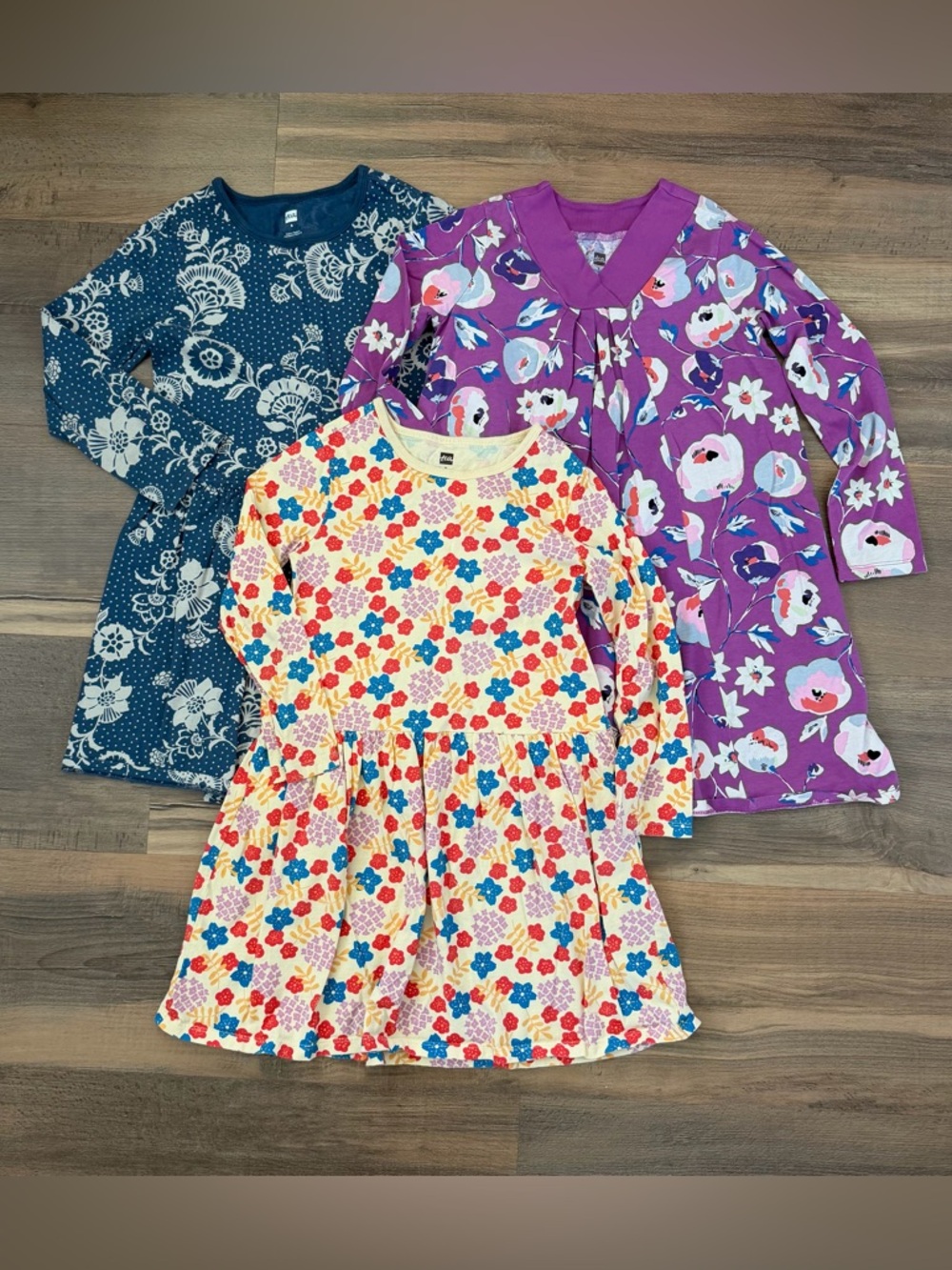Tea Collection Girls' Long Sleeve Floral Dress Bundle - Size 8